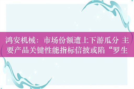 鸿安机械：市场份额遭上下游瓜分 主要产品关键性能指标信披或陷“罗生门”