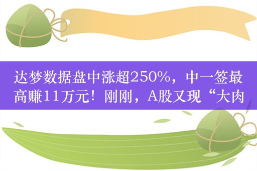 达梦数据盘中涨超250%，中一签最高赚11万元！刚刚，A股又现“大肉签”，“科特估”行情持续上演