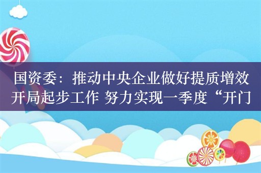 国资委：推动中央企业做好提质增效开局起步工作 努力实现一季度“开门红”