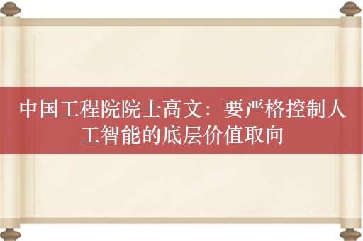 中国工程院院士高文：要严格控制人工智能的底层价值取向