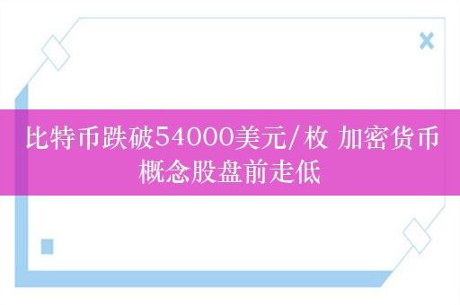 比特币跌破54000美元/枚 加密货币概念股盘前走低