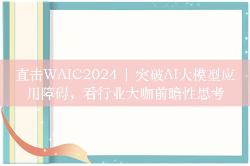 直击WAIC2024 | 突破AI大模型应用障碍，看行业大咖前瞻性思考