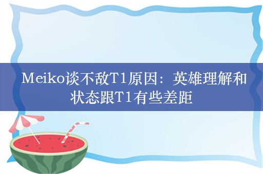  Meiko谈不敌T1原因：英雄理解和状态跟T1有些差距