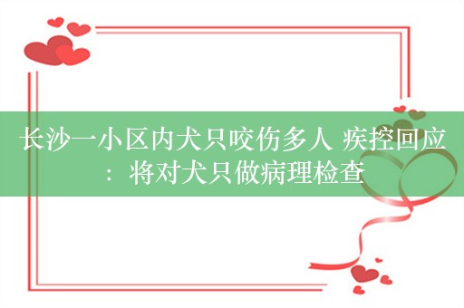 长沙一小区内犬只咬伤多人 疾控回应：将对犬只做病理检查