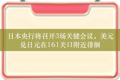 日本央行将召开3场关键会议，美元兑日元在161关口附近徘徊