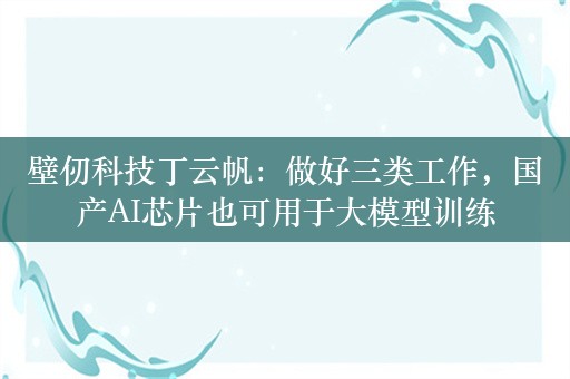 壁仞科技丁云帆：做好三类工作，国产AI芯片也可用于大模型训练