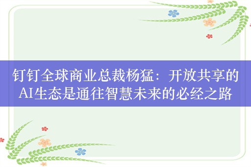 钉钉全球商业总裁杨猛：开放共享的AI生态是通往智慧未来的必经之路