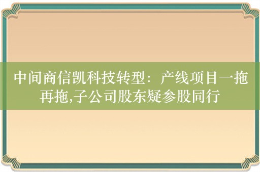 中间商信凯科技转型：产线项目一拖再拖,子公司股东疑参股同行