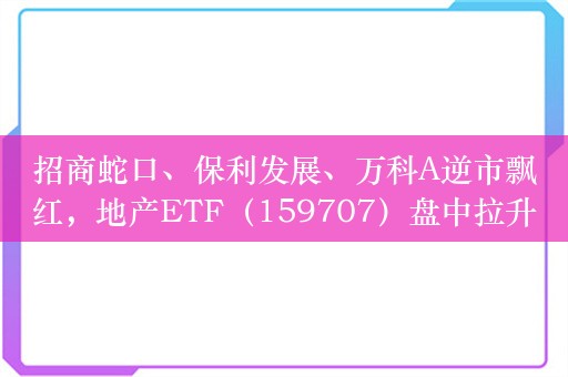 招商蛇口、保利发展、万科A逆市飘红，地产ETF（159707）盘中拉升逾1%！机构：关注优质房企阶段性反弹机会