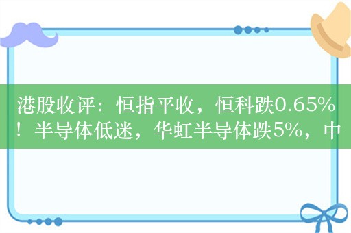 港股收评：恒指平收，恒科跌0.65%！半导体低迷，华虹半导体跌5%，中芯国际跌超3%，内房股美的置业大涨70%