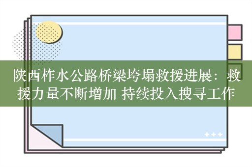 陕西柞水公路桥梁垮塌救援进展：救援力量不断增加 持续投入搜寻工作