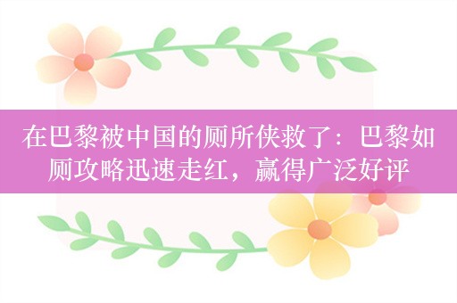 在巴黎被中国的厕所侠救了：巴黎如厕攻略迅速走红，赢得广泛好评