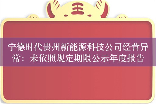 宁德时代贵州新能源科技公司经营异常：未依照规定期限公示年度报告