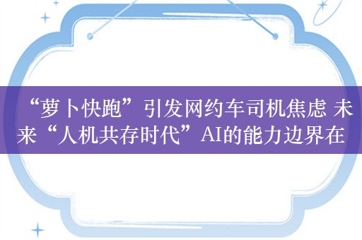 “萝卜快跑”引发网约车司机焦虑 未来“人机共存时代”AI的能力边界在哪？