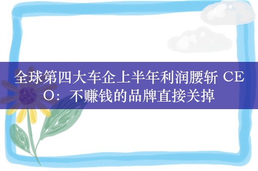 全球第四大车企上半年利润腰斩 CEO：不赚钱的品牌直接关掉