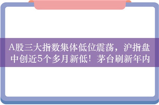 A股三大指数集体低位震荡，沪指盘中创近5个多月新低！茅台刷新年内新低！7月最牛个股，大众交通涨超260%