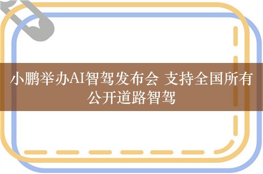 小鹏举办AI智驾发布会 支持全国所有公开道路智驾