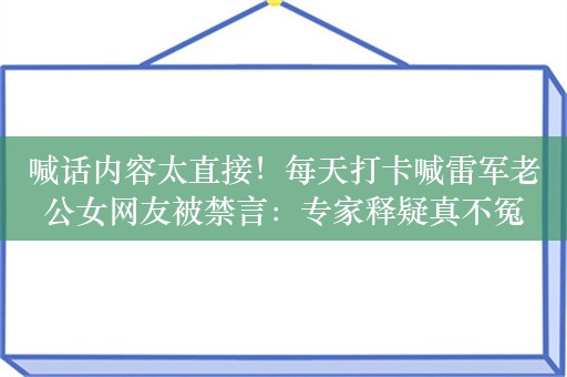 喊话内容太直接！每天打卡喊雷军老公女网友被禁言：专家释疑真不冤