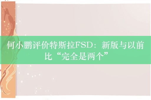 何小鹏评价特斯拉FSD：新版与以前比“完全是两个”