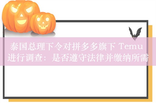 泰国总理下令对拼多多旗下 Temu 进行调查：是否遵守法律并缴纳所需税款