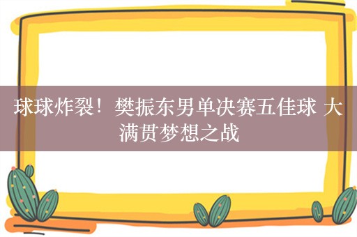 球球炸裂！樊振东男单决赛五佳球 大满贯梦想之战