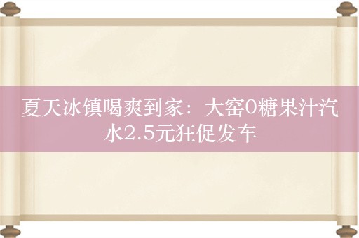 夏天冰镇喝爽到家：大窑0糖果汁汽水2.5元狂促发车