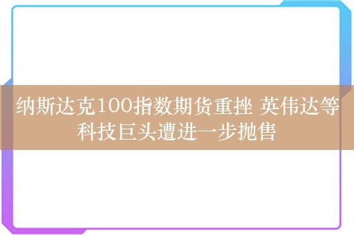 纳斯达克100指数期货重挫 英伟达等科技巨头遭进一步抛售