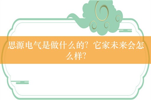 思源电气是做什么的？它家未来会怎么样？