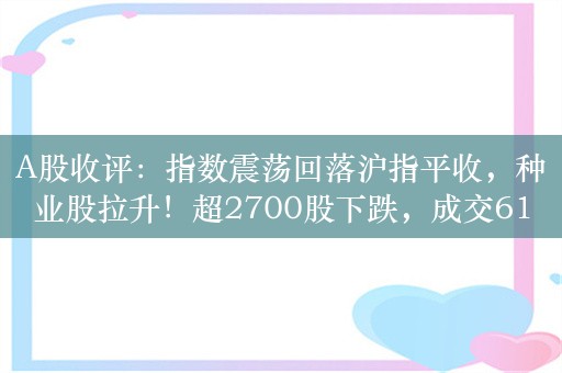 A股收评：指数震荡回落沪指平收，种业股拉升！超2700股下跌，成交6199亿；券商：白酒迈入新一轮股价周期