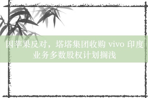 因苹果反对，塔塔集团收购 vivo 印度业务多数股权计划搁浅