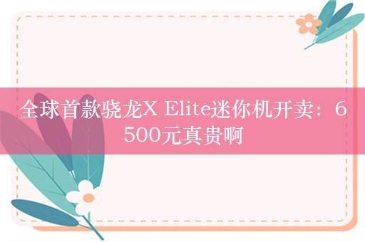 全球首款骁龙X Elite迷你机开卖：6500元真贵啊