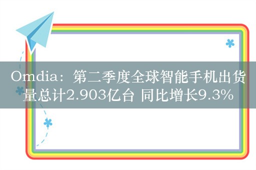 Omdia：第二季度全球智能手机出货量总计2.903亿台 同比增长9.3%