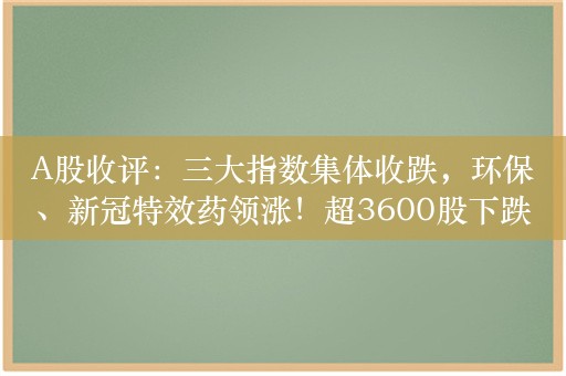 A股收评：三大指数集体收跌，环保、新冠特效药领涨！超3600股下跌，成交4959亿再创新低；机构解读