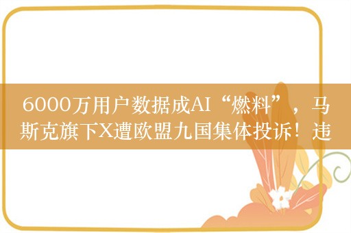 6000万用户数据成AI“燃料”，马斯克旗下X遭欧盟九国集体投诉！违规将面临最高可达全球年营业额4%罚款