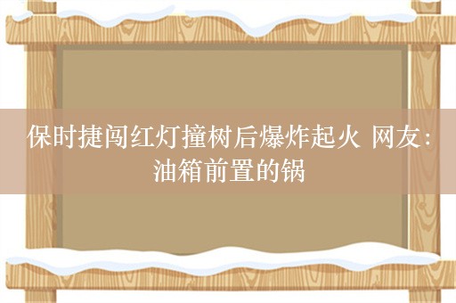 保时捷闯红灯撞树后爆炸起火 网友：油箱前置的锅