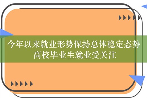 今年以来就业形势保持总体稳定态势 高校毕业生就业受关注