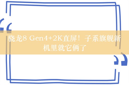 骁龙8 Gen4+2K直屏！子系旗舰新机里就它俩了