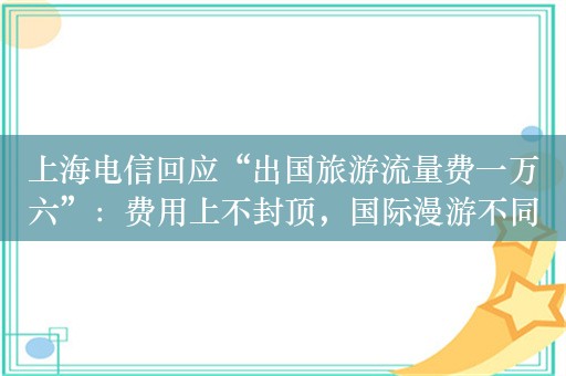 上海电信回应“出国旅游流量费一万六”：费用上不封顶，国际漫游不同国家不同标准