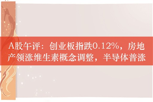 A股午评：创业板指跌0.12%，房地产领涨维生素概念调整，半导体普涨！超2500股上涨，成交3652亿缩量602亿