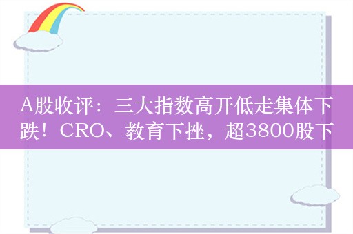 A股收评：三大指数高开低走集体下跌！CRO、教育下挫，超3800股下跌，成交5631亿缩量568亿