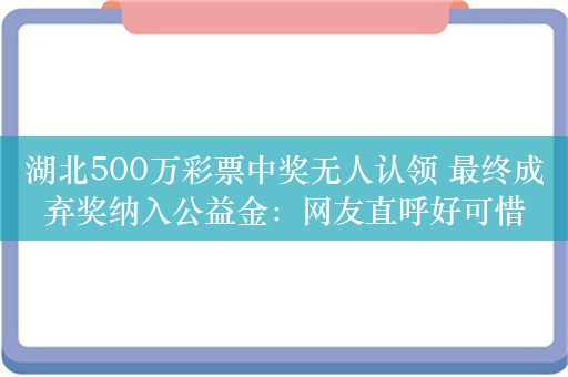 湖北500万彩票中奖无人认领 最终成弃奖纳入公益金：网友直呼好可惜