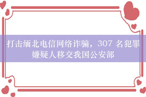 打击缅北电信网络诈骗，307 名犯罪嫌疑人移交我国公安部