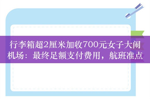 行李箱超2厘米加收700元女子大闹机场：最终足额支付费用，航班准点起飞