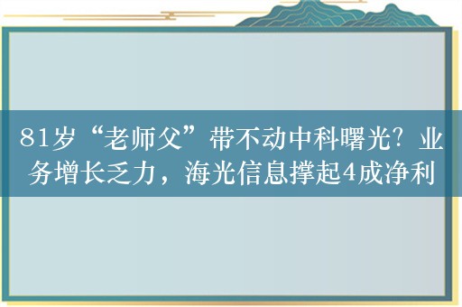 81岁“老师父”带不动中科曙光？业务增长乏力，海光信息撑起4成净利润