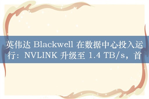 英伟达 Blackwell 在数据中心投入运行：NVLINK 升级至 1.4 TB/s，首张 FP4 GenAI 图像公布