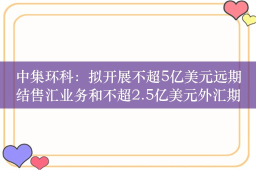 中集环科：拟开展不超5亿美元远期结售汇业务和不超2.5亿美元外汇期权业务