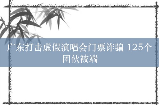 广东打击虚假演唱会门票诈骗 125个团伙被端