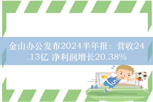 金山办公发布2024半年报：营收24.13亿 净利润增长20.38%