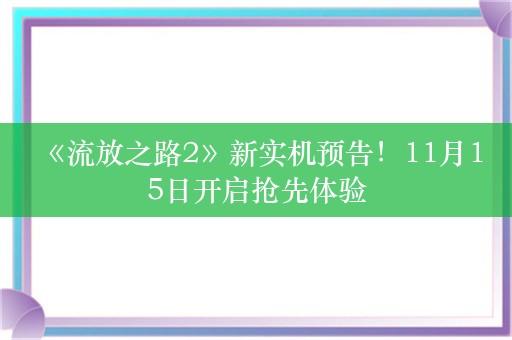  《流放之路2》新实机预告！11月15日开启抢先体验