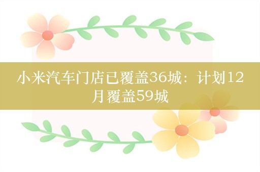 小米汽车门店已覆盖36城：计划12月覆盖59城